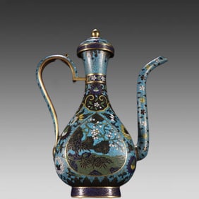 A Ming Dynasty bronze gilt cloisonné windowed flower holding pot
