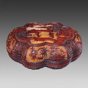 A piece of red landscape character story box