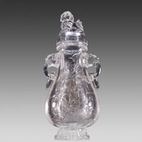 One piece of Qing Dynasty crystal lion button amphora