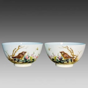 A beautiful enamel kingfisher butterfly bowl with floral inscription