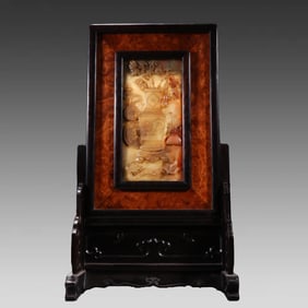 A piece of Qing Dynasty mahogany inlay, Shoushan stone, Qing Dynasty for pattern interstitial