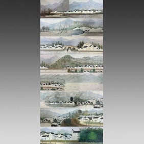 A long scroll of Wu Guanzhong's fine oil paintings