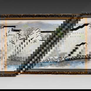 An oil painting by Wu Guanzhong: Wu Guanzhong's oil paintings SIZE: 60×90cm (The Dimensions Of All Batches Are Manually Measured.If You Need More Detailed Information, Please Contact Our Customer Service Before Bidding.)