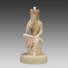 A Northern Qi white marble statue of Guanyin