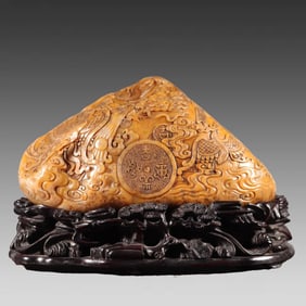 A piece of Tianhuangshi dragon and phoenix Chengxiang Shanzi ornaments