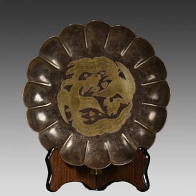 One piece of old sterling silver lace double dragon plate