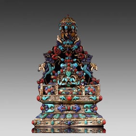 A piece of silver filigree turquoise Manjushri