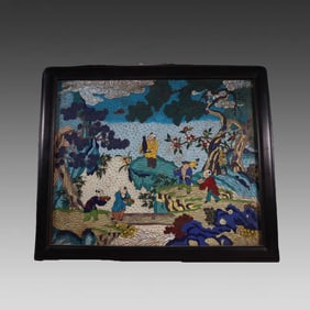 A piece of Qing Dynasty copper cloisonné cloisonné baby play picture hanging plate