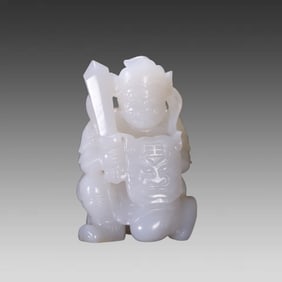A delicate Hetian jade carved military ornament