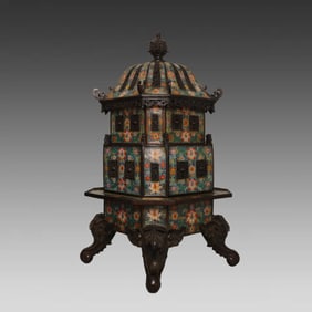 A pair of cloisonné cloisonné enamel five-layer large smokers