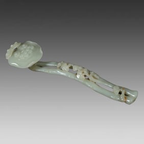 A piece of Hetian jade's Ganoderma lucidum pattern Ruyi ornament