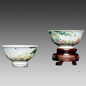 A pair of Yongzheng Year of the Great Qing Dynasty Juxian Figure Character Cup