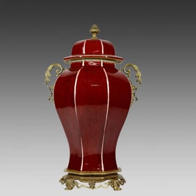 A sacrificial blue glazed copper-encrusted lace amphora Bafang general jar