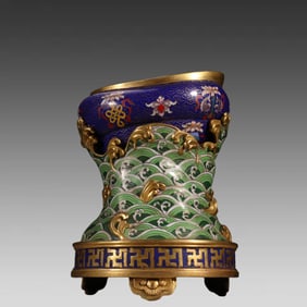 A bronze gilt cloisonne study pen wash from the Qing Dynasty
