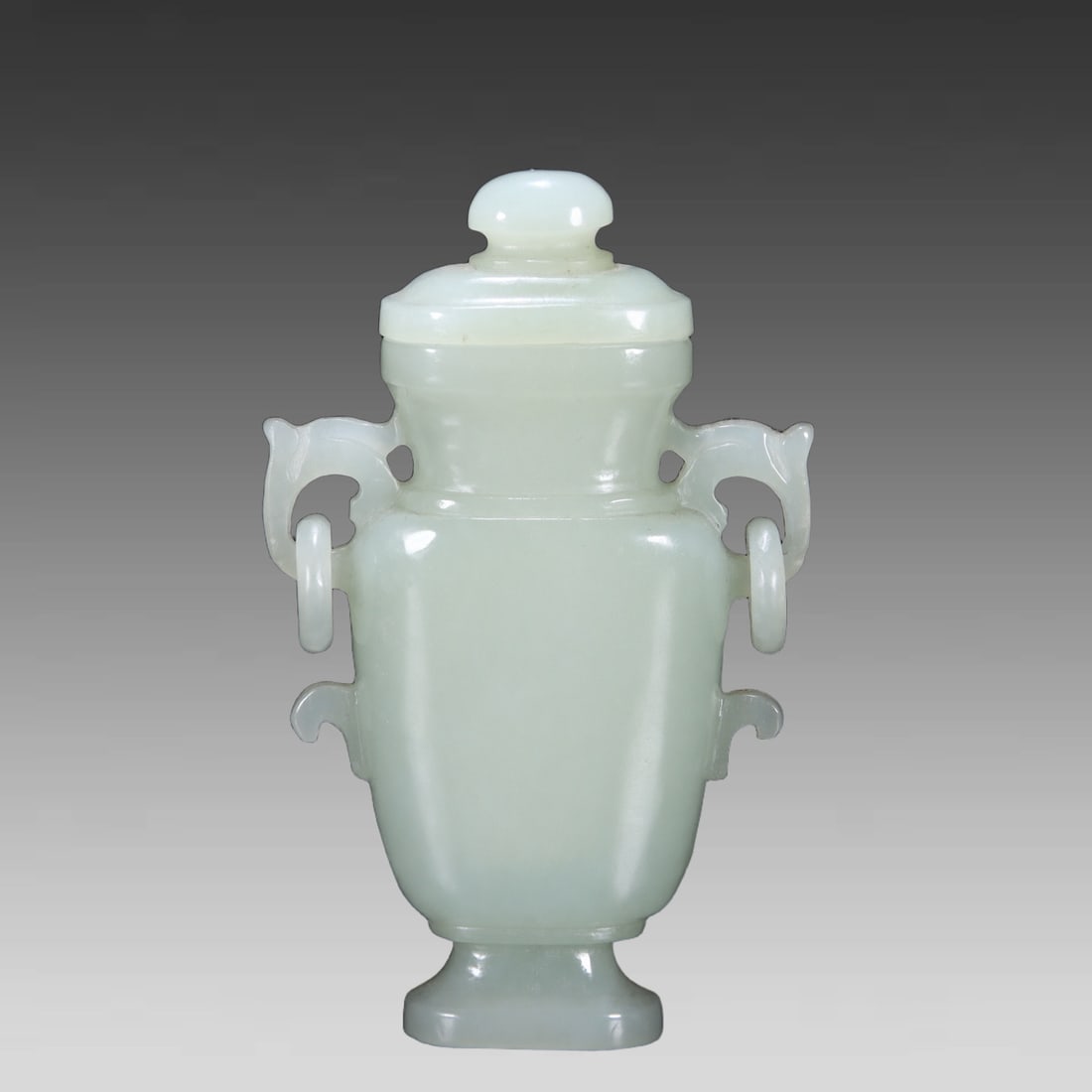 A double-ringed ear appreciation bottle of Hetian jade from the Qing Dynasty: Qing Dynasty Hetian jade's double-ringed ear appreciation bottle SIZE: H:10.5cm W:6.5cm H:2.2cm W:128g (The Dimensions Of All Batches Are Manually Measured.If You Need More Detailed Information, Pleas