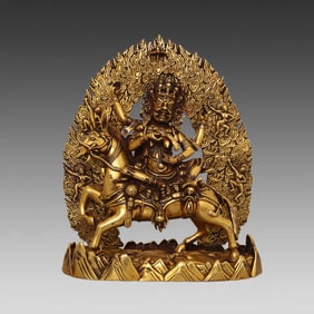 A bronze gilt auspicious heavenly mother home offering ornament