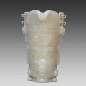 A piece of Hetian jade's beast-faced cup