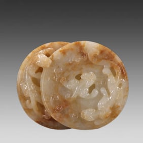 A piece of Hetian jade's dragon asked the conjoined jade wall