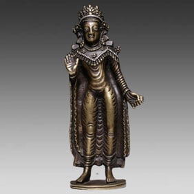 A Qing Dynasty alloy copper wrong silver statue of the Buddha