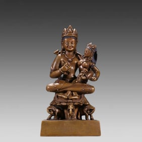 A bronze Vajrasattva double-body Buddha from the early Qing Dynasty