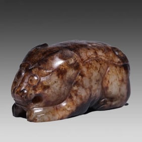 A piece of Hetian jade with a tiger handle