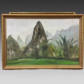 A fine oil painting by Wu Guanzhong