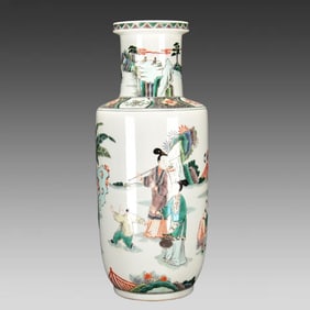 A piece of the Qing Dynasty Kangxi colorful ladies piano chess calligraphy and painting stick mallet