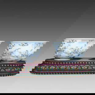 A pair of Ming Chenghua blue and white three Qing Dynasty game cups: Ming Chenghua blue and white three Qing Dynasty game cup SIZE: Heig ht:5.5cm BeLLyD:9.1cm (The Dimensions Of All Batches Are Manually Measured.If You Need More Detailed Information, Please Contact Our