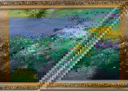 An oil painting by Wu Guanzhong: Wu Guanzhong's oil paintings SIZE: 60×90cm (The Dimensions Of All Batches Are Manually Measured.If You Need More Detailed Information, Please Contact Our Customer Service Before Bidding.)