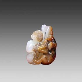 One piece of Hetian seed monkey ornament