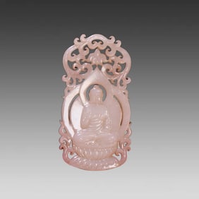 A piece of Hetian white jade slightly Qin Sakyamuni Buddha card