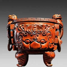 A piece of bamboo root carved incense burner