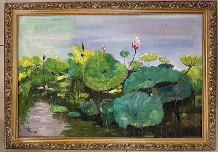 An oil painting by Wu Guanzhong: Wu Guanzhong's oil paintings SIZE: 60×90cm (The Dimensions Of All Batches Are Manually Measured.If You Need More Detailed Information, Please Contact Our Customer Service Before Bidding.)