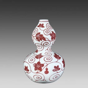 A glazed red Fulu gourd bottle