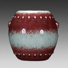 A piece of Qing Dynasty imitation Jun glaze pavement first seven-hole drum nail zun
