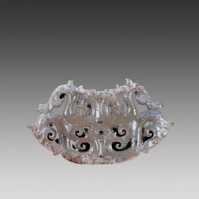A piece of Hetian jade's full copper dragon pattern Huang Pei