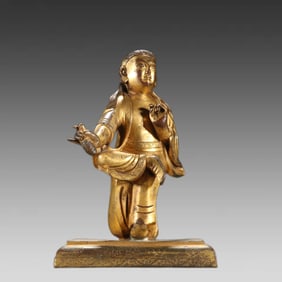A bronze gilt statue of Kuixing from the Qing Dynasty