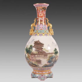 A delicate pastel anchovy meadow landscape amphora