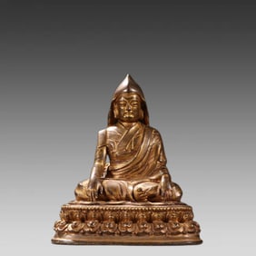 A gilded bronze statue of Lama Tsongkhapa