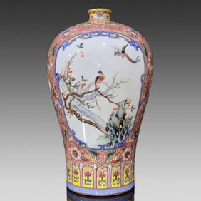 A delicate anchovy grass entwined with lotus pattern, flowers and birds inscription poem, dragon