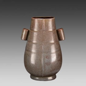 A Song Dynasty Ru kiln azure glaze roll ear zun