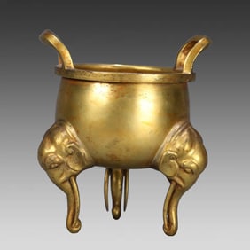 A gilt copper-gilt elephant-foot amphora