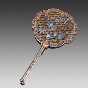 A piece of Qing Dynasty silver filigree inlaid with gemstones to burn a blue fan
