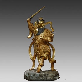 A bronze gilt statue of Wang Lingguan