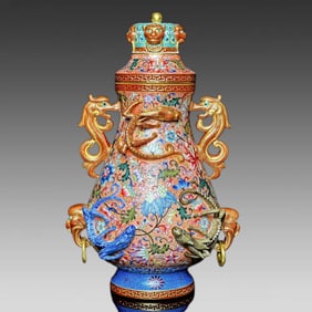 A piece of alum red carving depicting gold edges, red anchovy patterns, relief dragons wearing