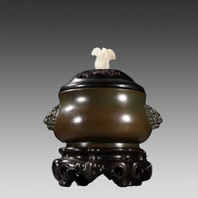 An ancient treasure copper fetal lion ear aromatherapy burner