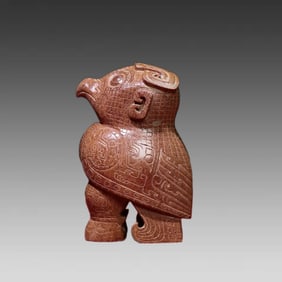 A piece full of gray skin and jade owl handles