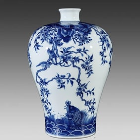 A Qing Dynasty Yongzheng falling flower double swallow pattern plum vase