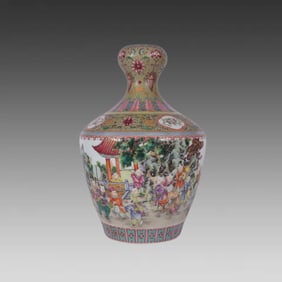 A delicate pastel Gu Yuexuan Tongjing Baizi picture garlic head bottle