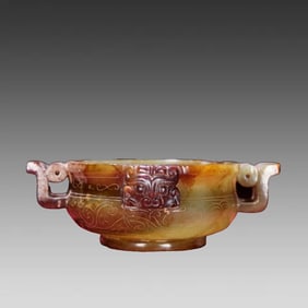 A Hetian jade's Manqin red amphora bowl